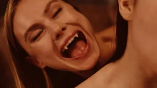 Matty Mila offers her neck to Blonde Vampire Nancy Ace – Sexy Gothic Lesbian Domination with Red Bites